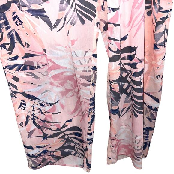 NWT Apana Tropical Miami Nights Pink Orange Palm Frond Cover Up Jumpsuit Size L - Picture 5 of 14